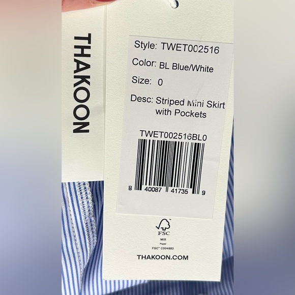 Thakoon Blue Striped Multilayered Skirt with Front Tie – Size 0 - Picture 4 of 4